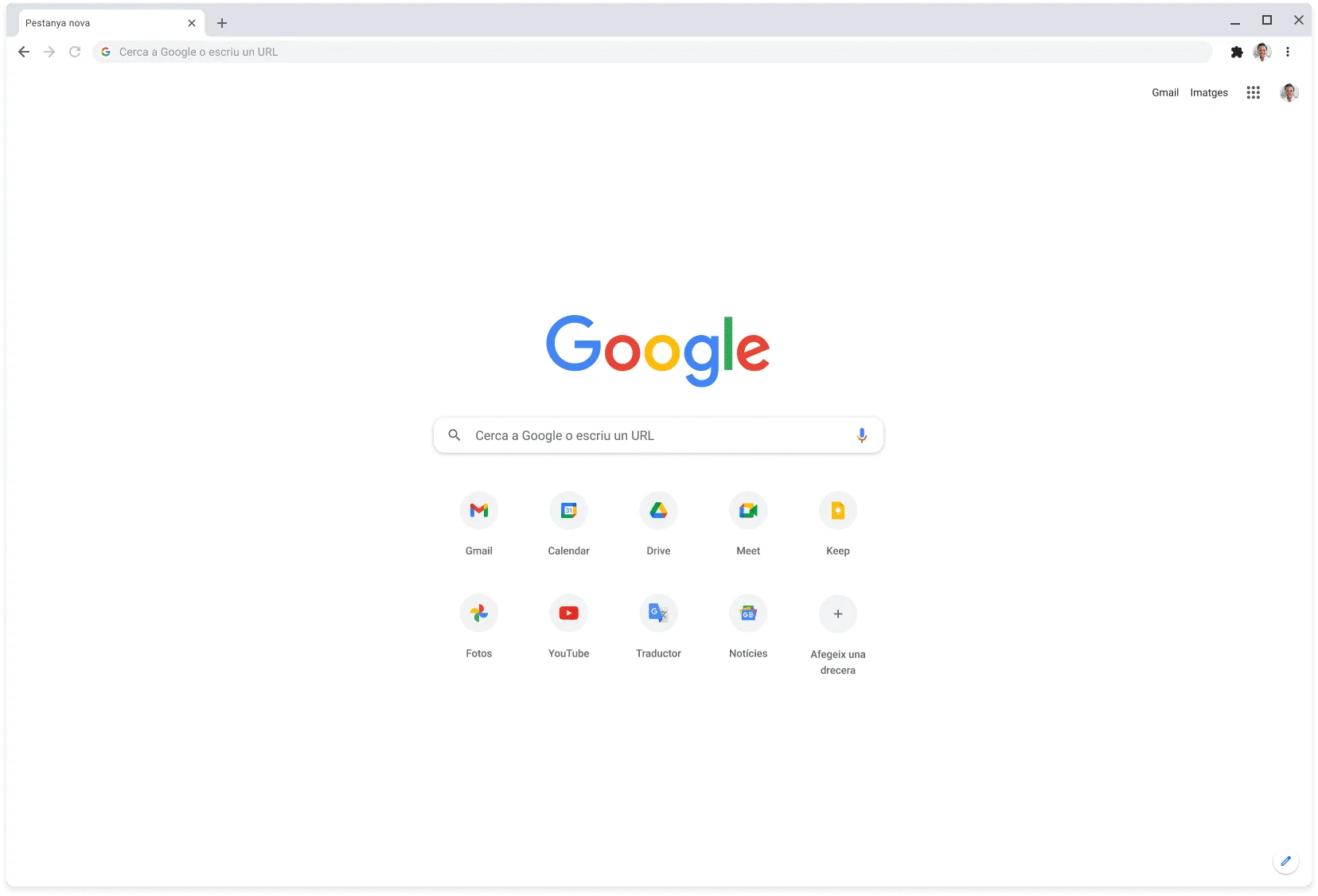 Finestra del navegador Chrome que mostra Google.com.